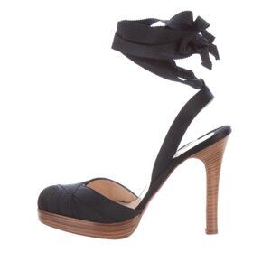Christian Louboutin Satin Ankle-Wrap Pumps Size 7.5